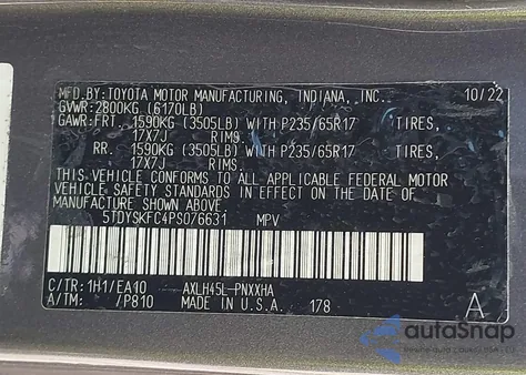 2023 Toyota Sienna Xle from USA, damaged, VIN 5TDYSKFC4PS076631
